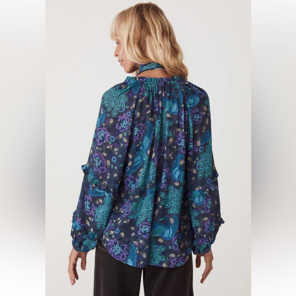 Spell | Bohème Ruffle Blouse in Baltic | Sz Medium - Picture 3 of 12